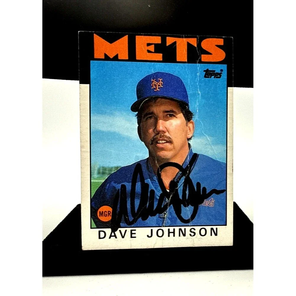 Sid Fernandez, Howard Johnson & Dave Johnson  Signed 1989 TOppdNY Mets 1986
